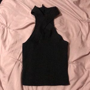 Black halter crop top